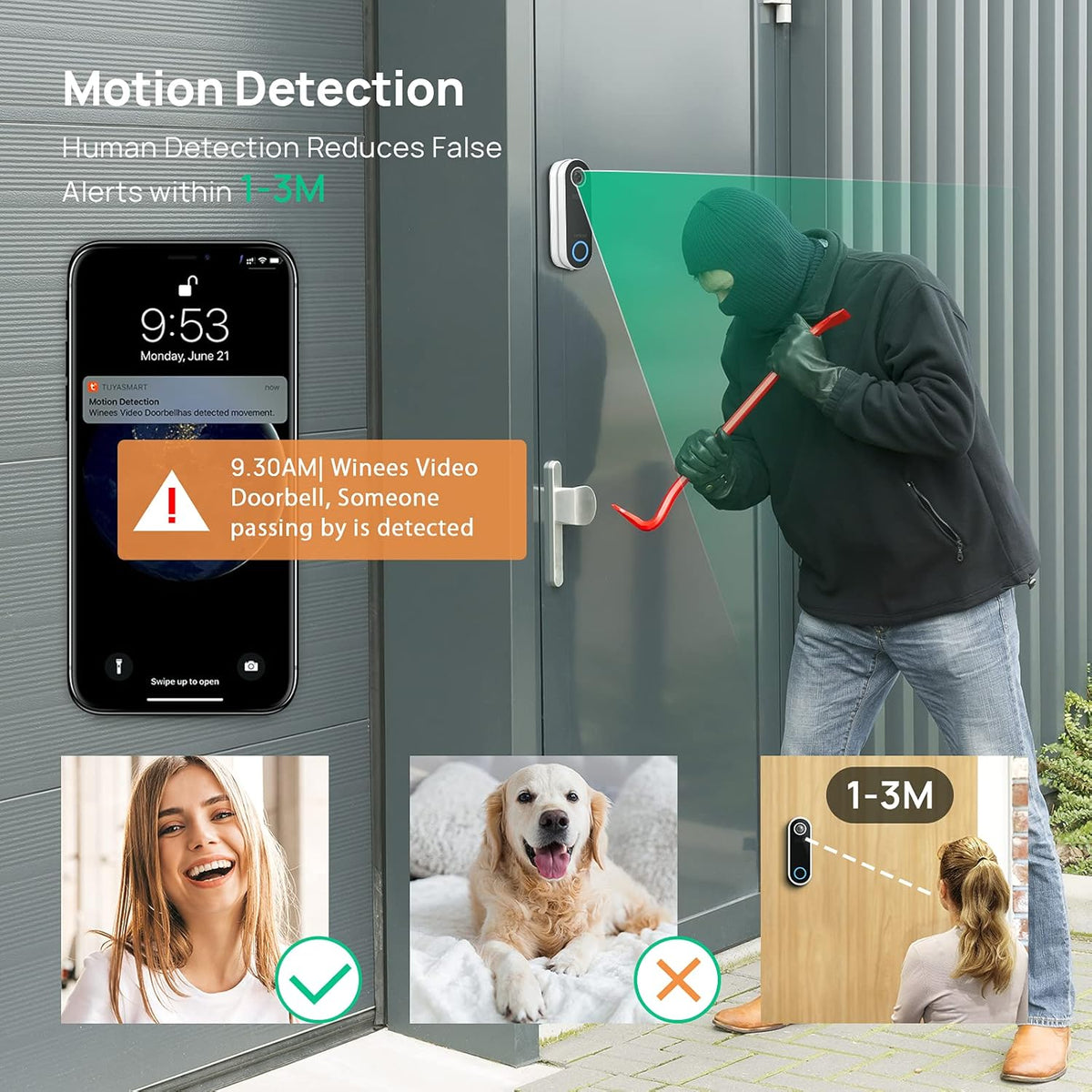 Video Doorbell Camera HD 1080P with Chime, Night Vision, Motion Detection, IP65 Waterproof K261321