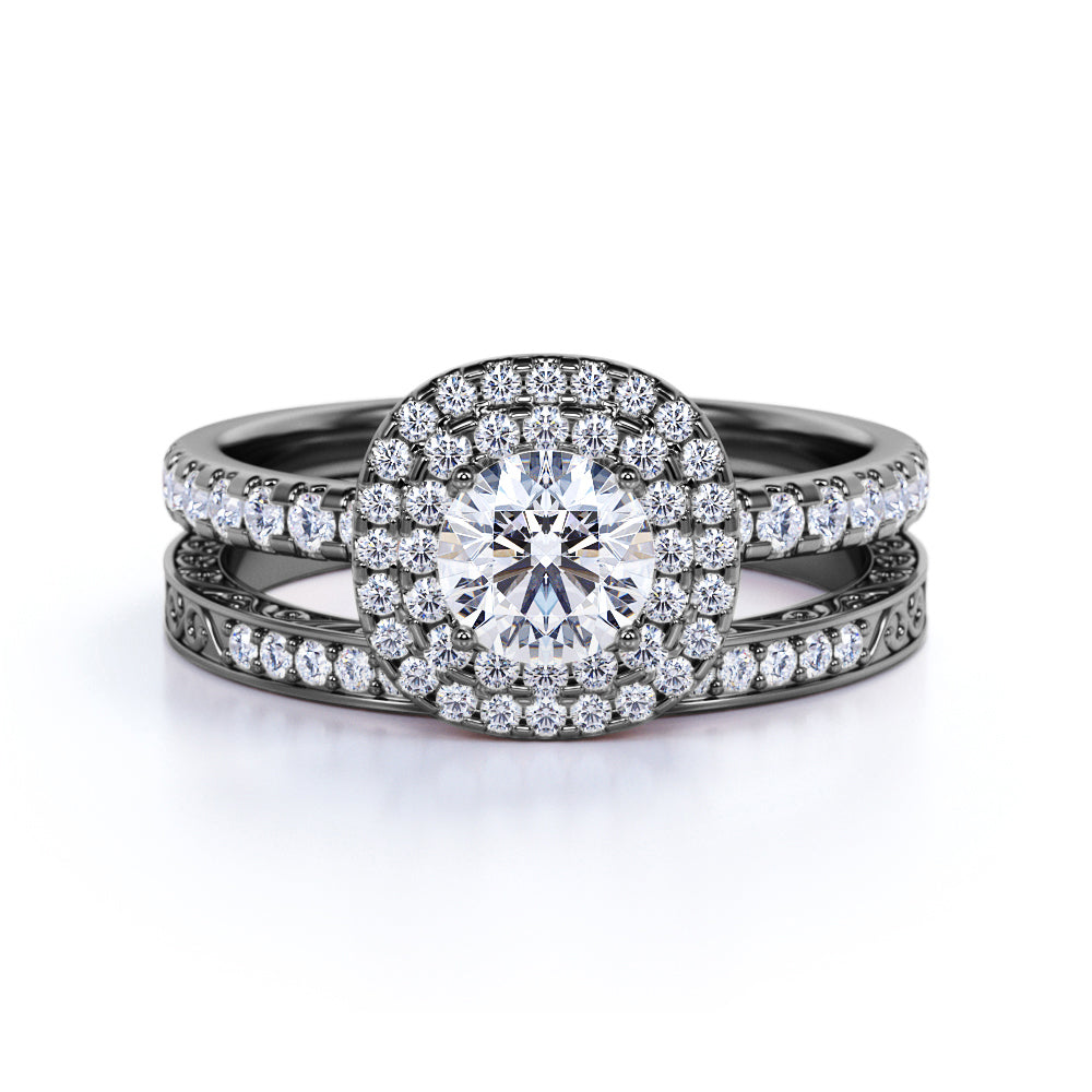 Vintage Gothic Wedding Ring Set C24020