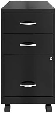 3 Drawer Metal Mobile File Cabinet with Lock, Black G555680