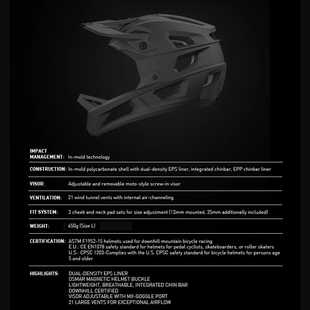 Full Face Trail MTB Cycling Helmet with Adjustable Visor A332248