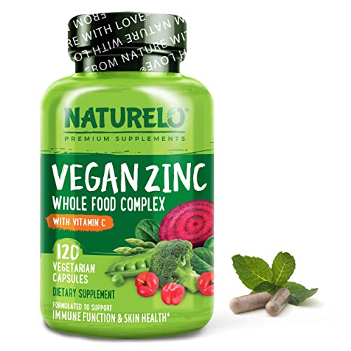 Vegan Zinc Whole Food Complex Supplement with Vitamin C - 120 Capsules U83781