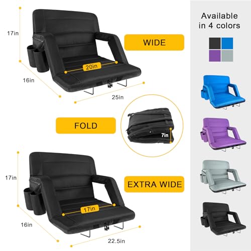 2 Pack Wide Folding Stadium Seats with Back Support and Cushion G50205