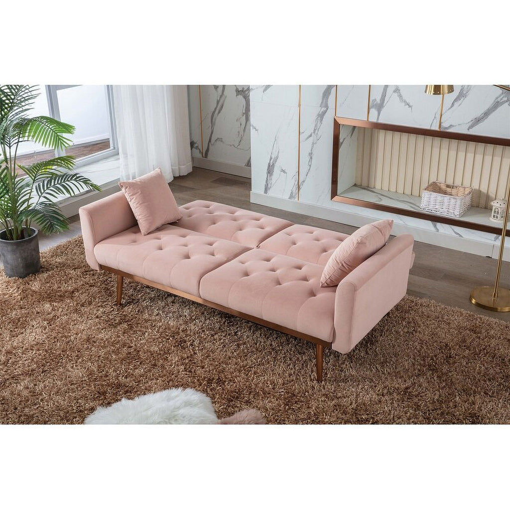 Pink Velvet Folding Sofa Y625