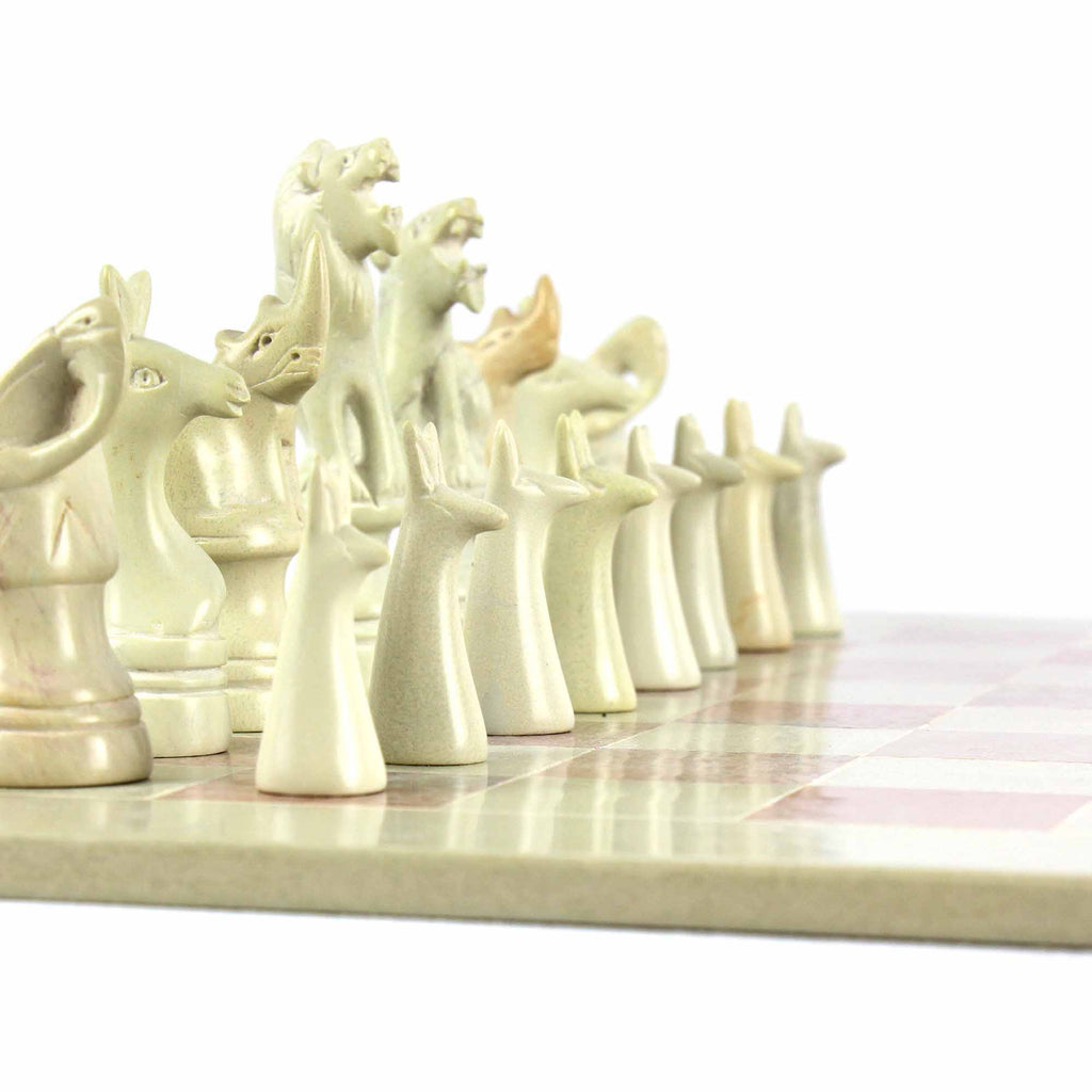 Hand Carved Soapstone Chess Set J886