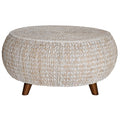 Low Round Wood Accent Table in Whitewashed C71067