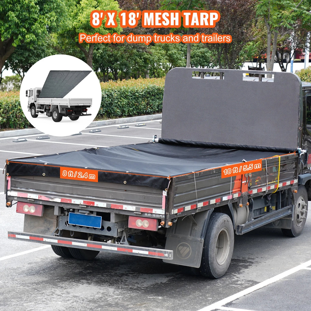 8 x 18 ft PVC 18oz Dump Truck Tarp Mesh Tarp B84183
