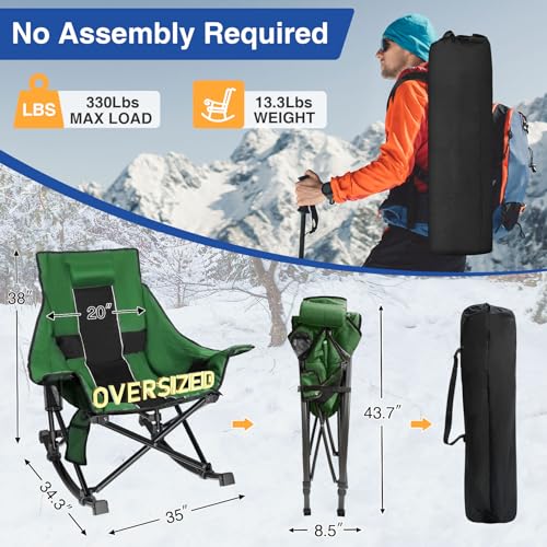 Oversized Heated Rocking Camping Chair with Pillow and Carry Bag R951