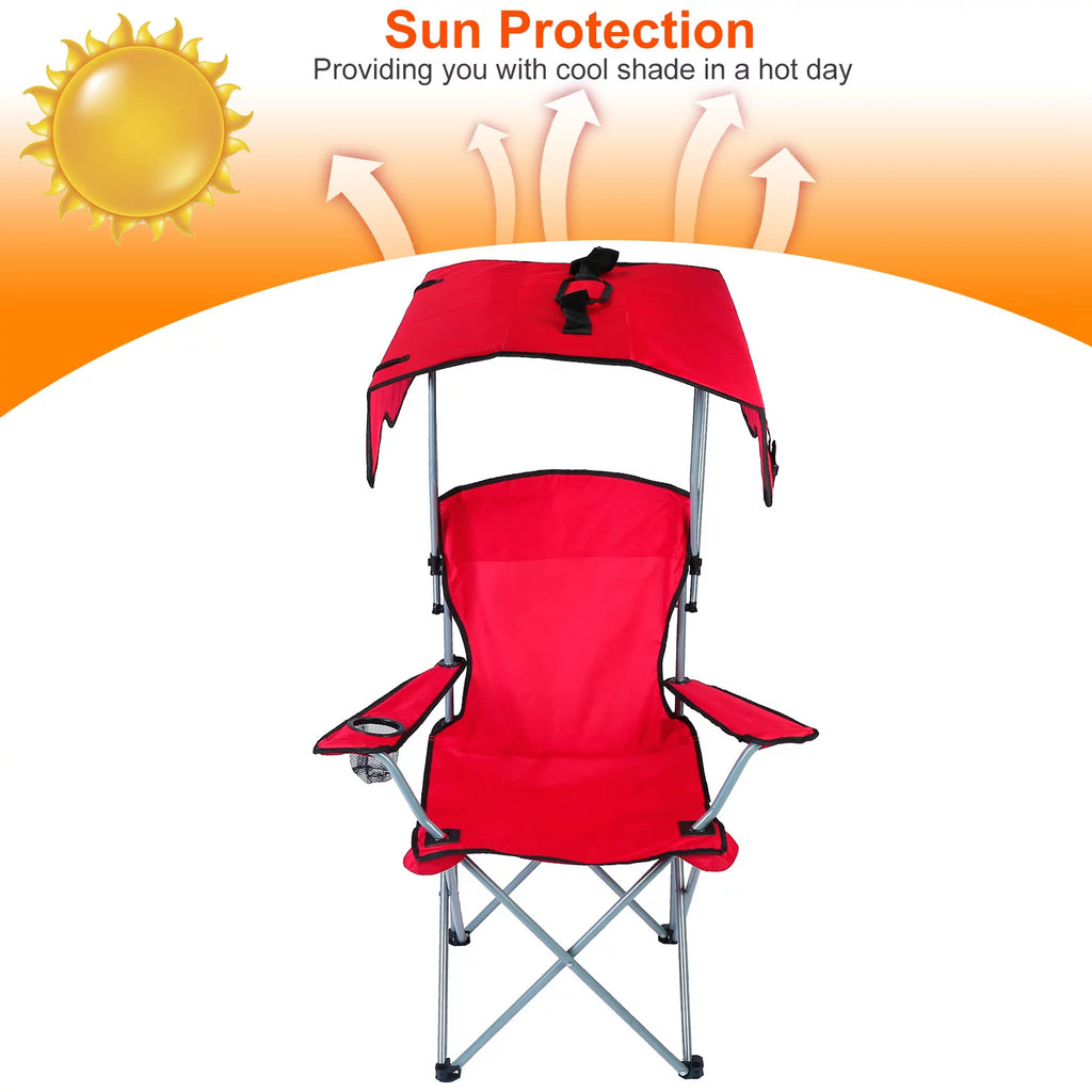 Foldable Canopy Chair with Cup Holder Red O3934