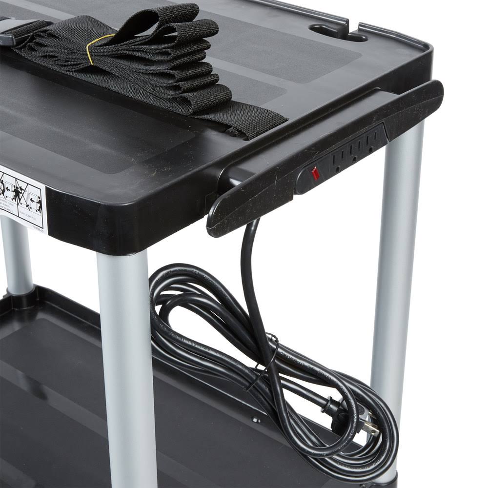 Black Three-Shelf AV Cart with Cabinet C836