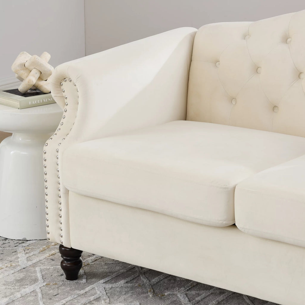Grey Velvet 2 Seater Chesterfield Sofa R551768