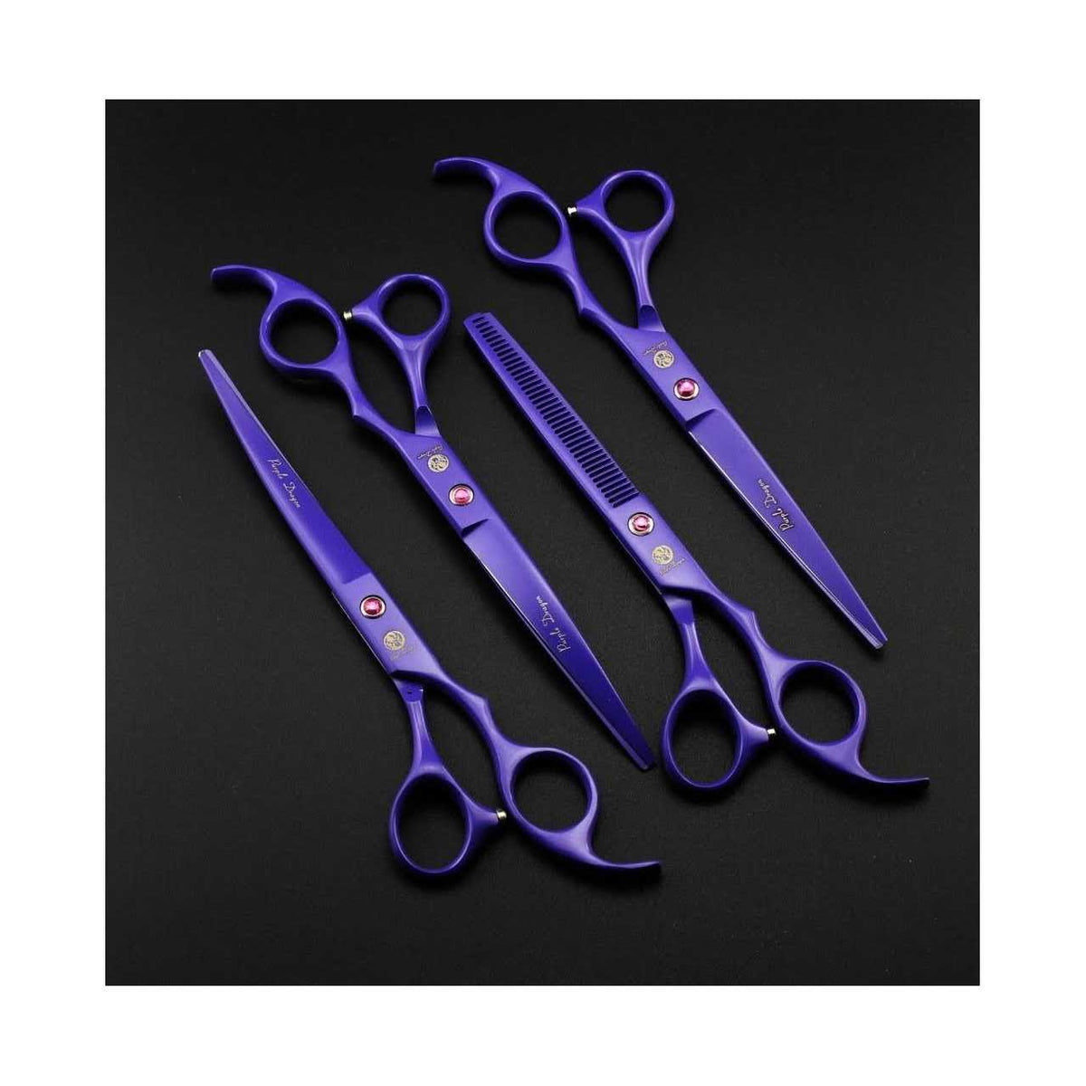 7.0 inch 4PCS Pet Grooming Scissors Kit Steel Straight Curved Thinning Blade B281149
