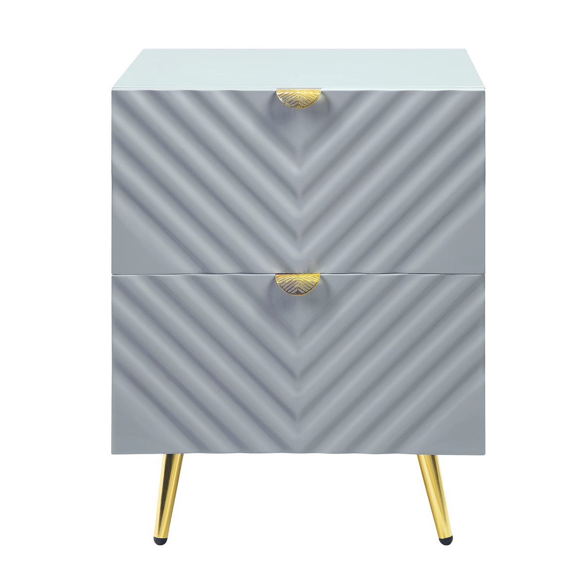Gray High Gloss 2 Drawer Nightstand L430989