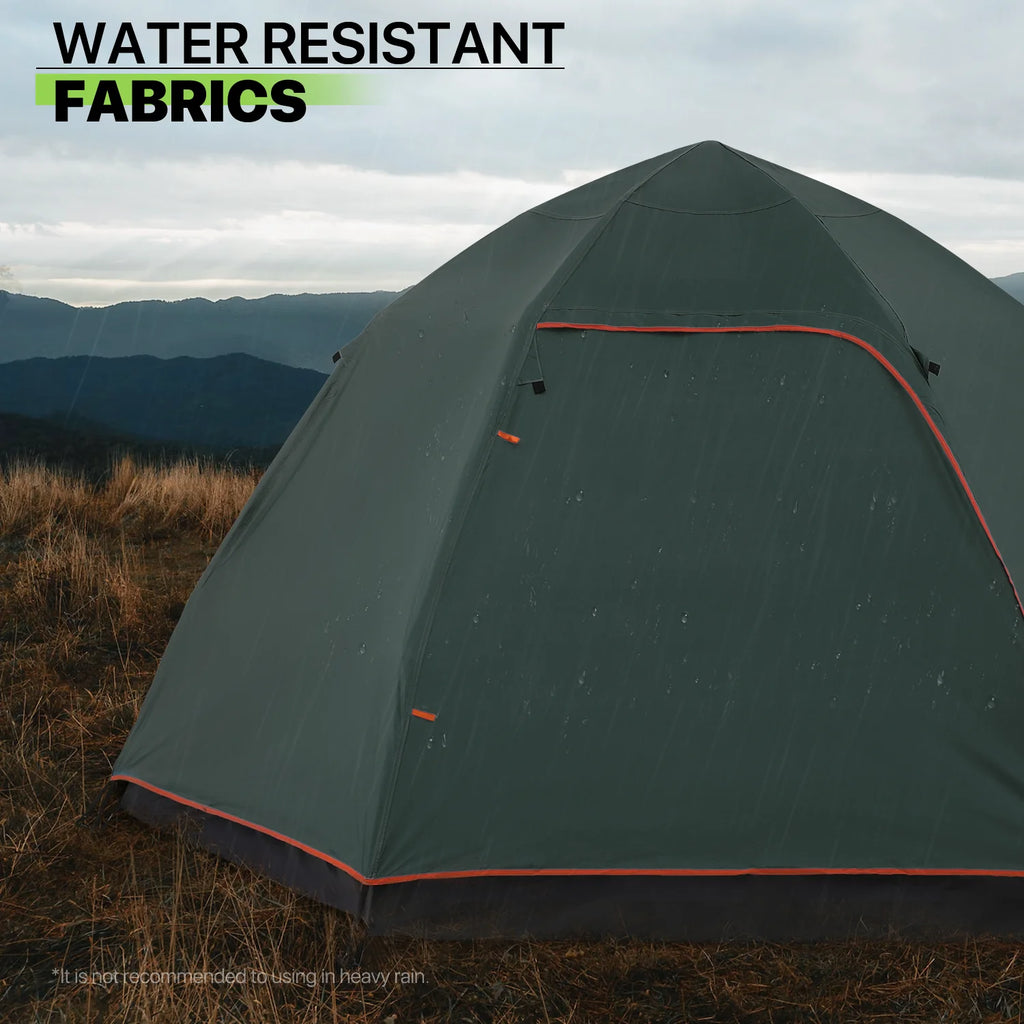 Large 4 Person Double Layer Camping Tent with Carry Bag, Green O715