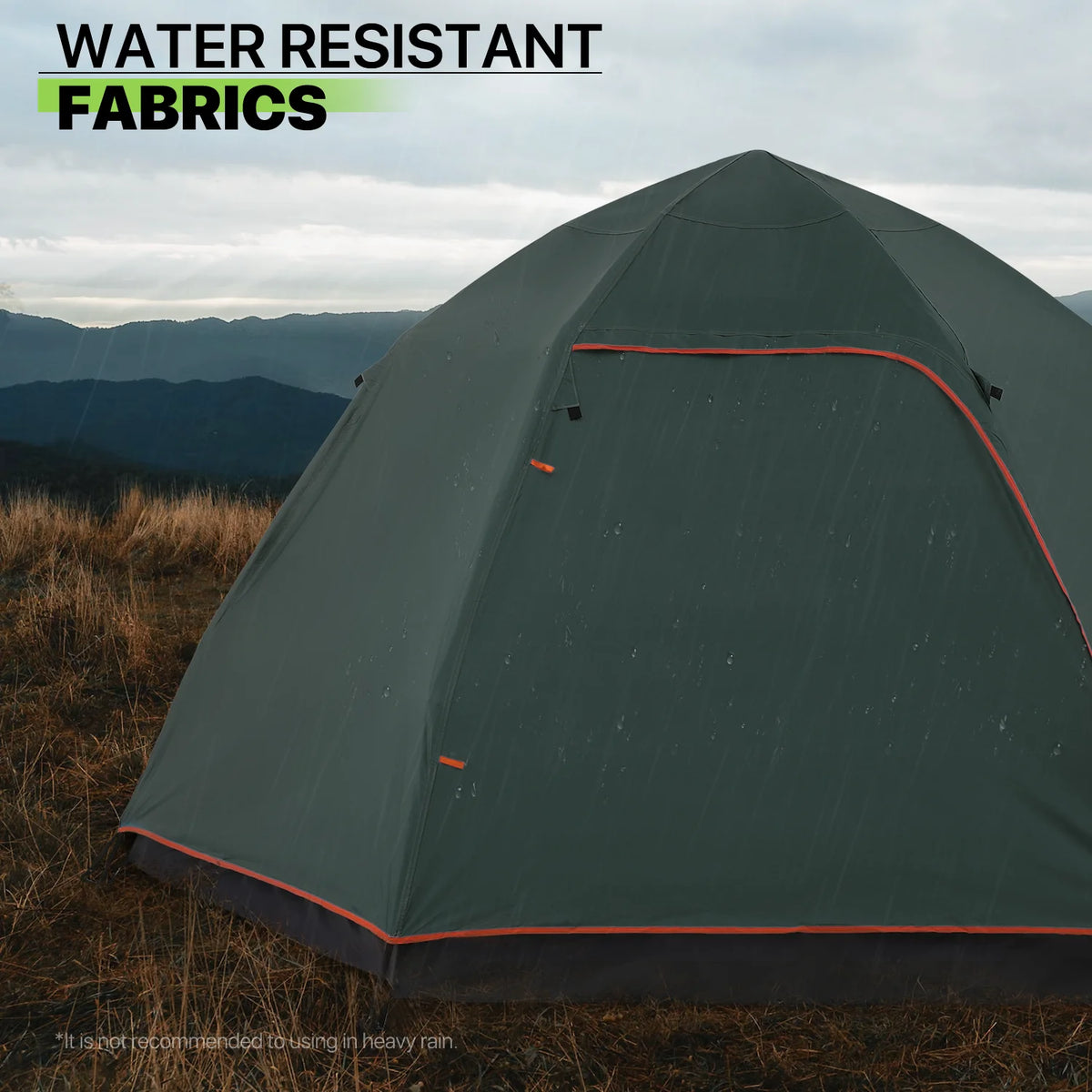 Large 4 Person Double Layer Camping Tent with Carry Bag, Green O715