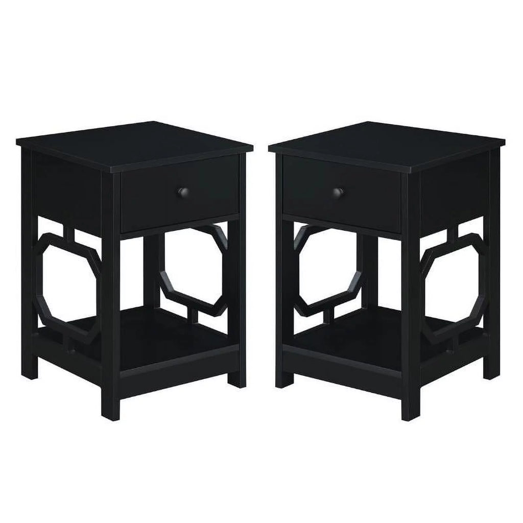 Black One-Drawer End Table Set of 2 D3260