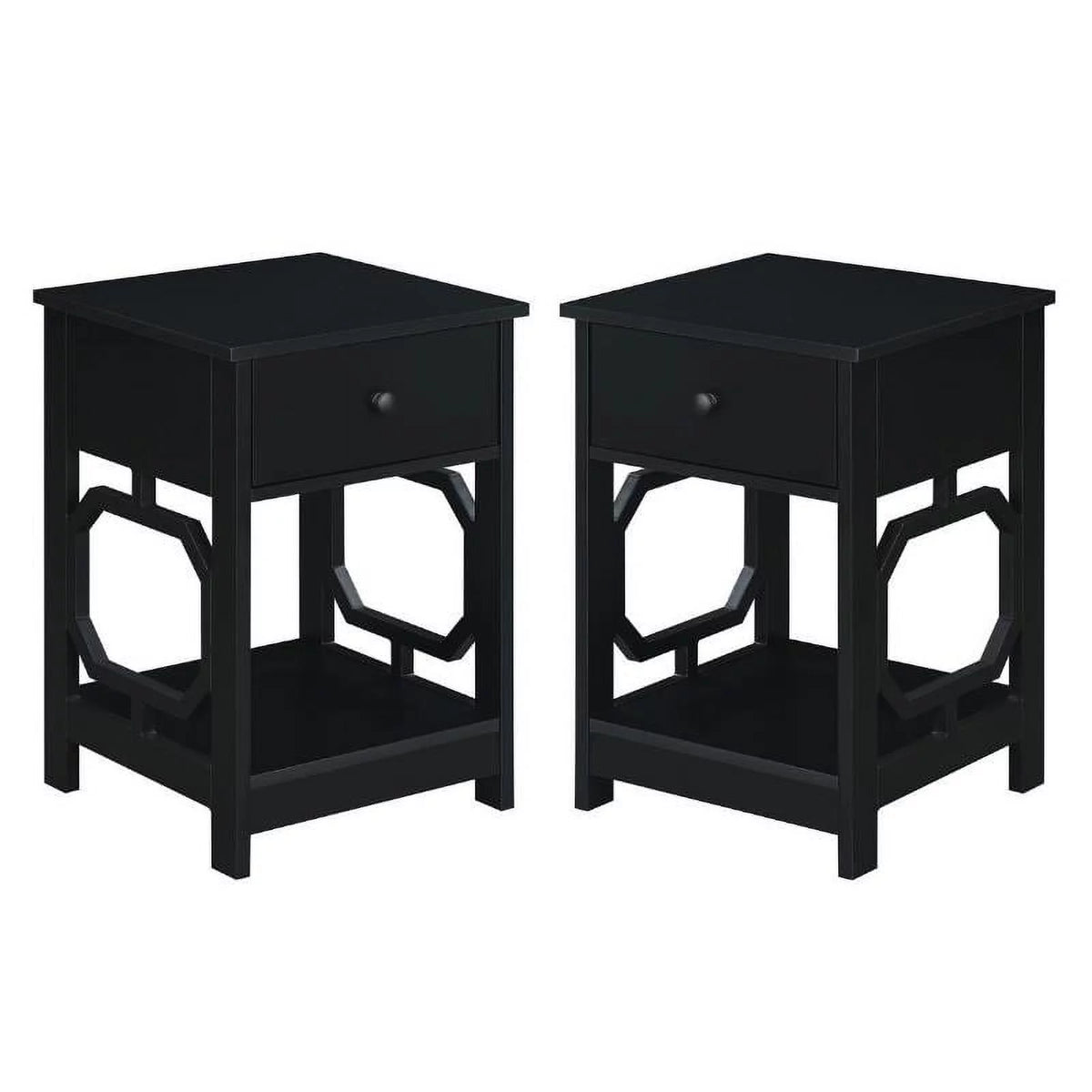 Black One-Drawer End Table Set of 2 D3260