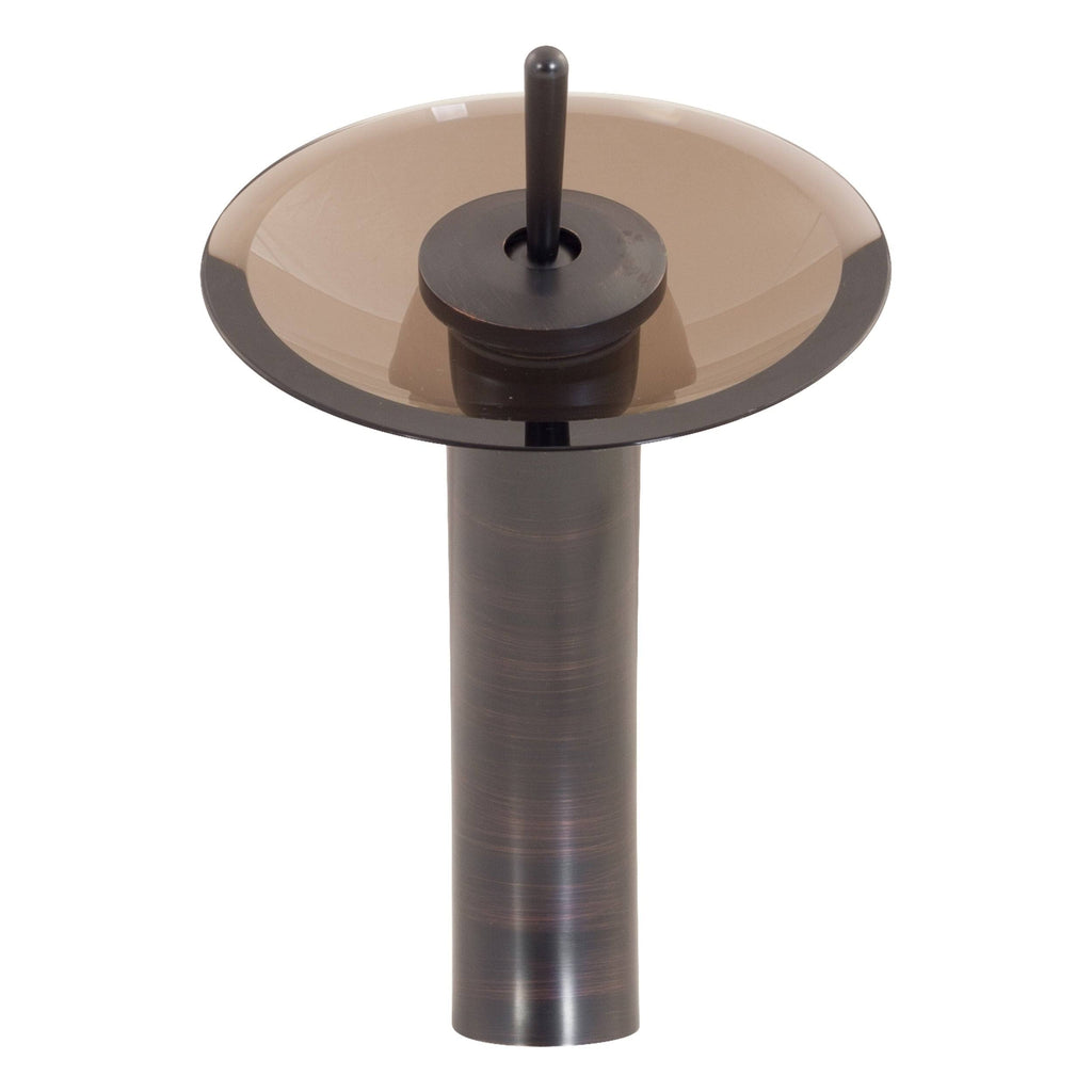 Oil Rubbed Bronze Vessel Faucet with Brown Glass Q636