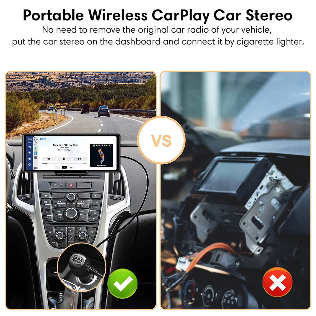 9.3" Portable Car Stereo with 2.5K Dash Cam and 64G SD Card W965385