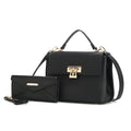 Black Vegan Leather Satchel & Wristlet Wallet A238