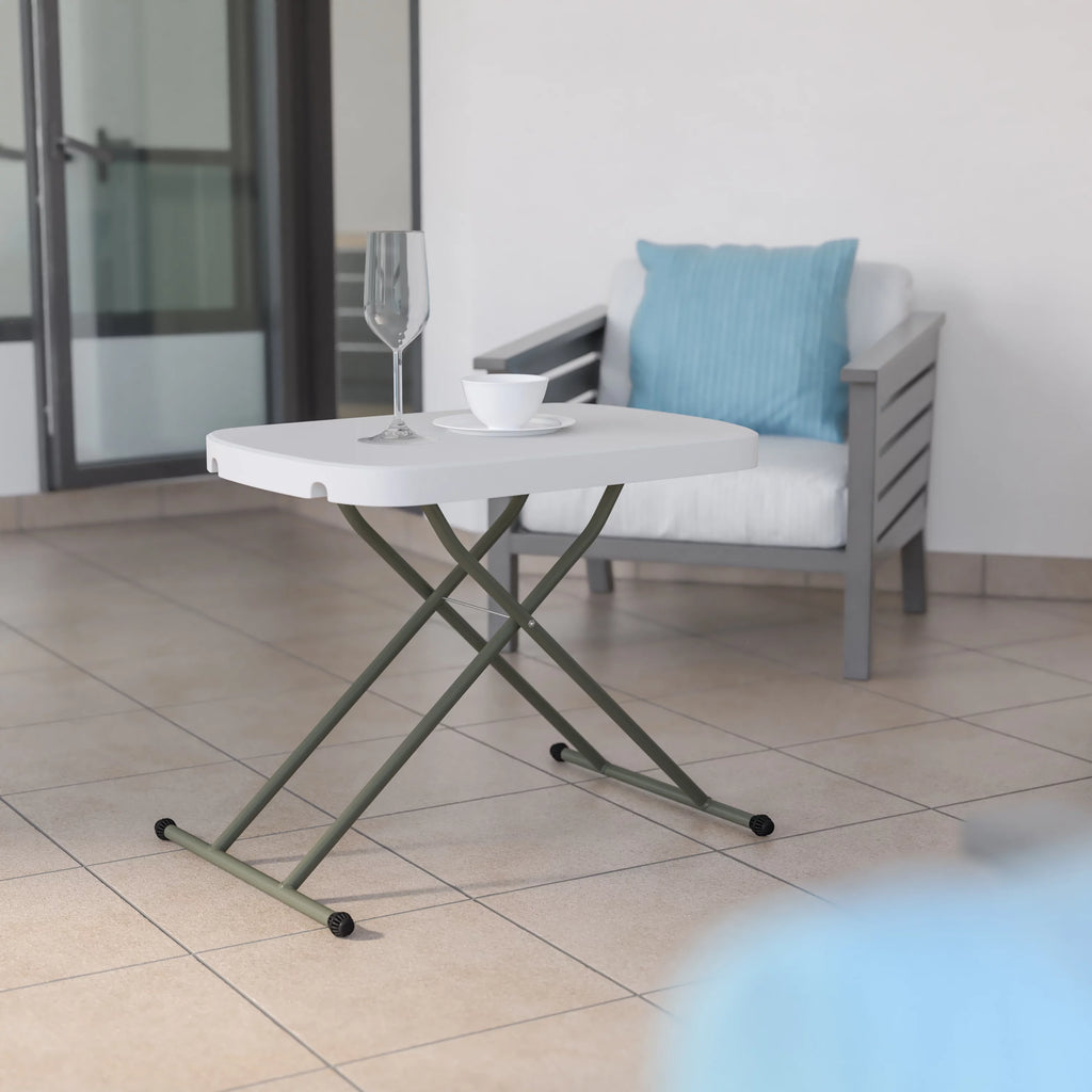 26 Inch Granite White Plastic Folding Table D67221
