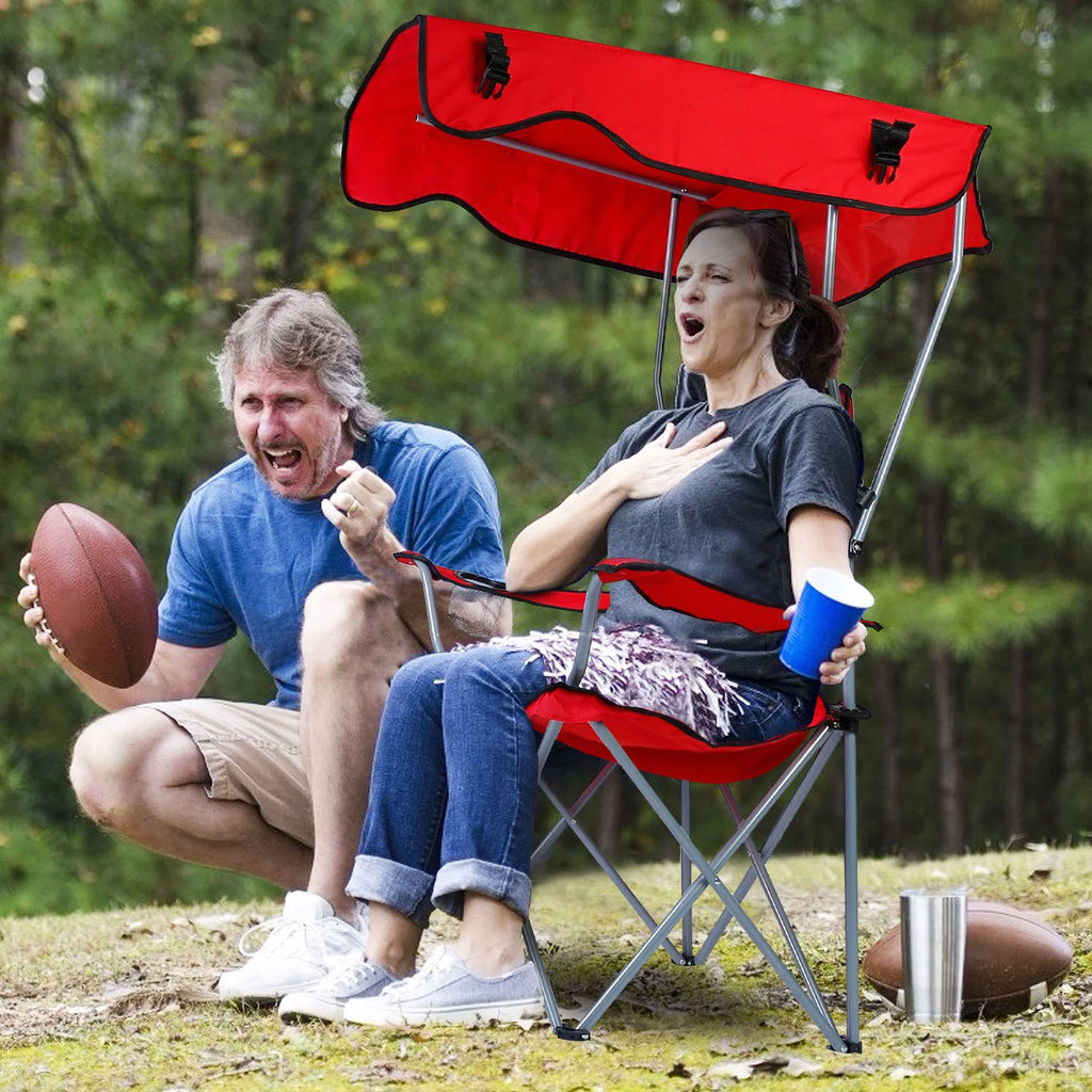 Foldable Canopy Chair with Cup Holder Red O3934