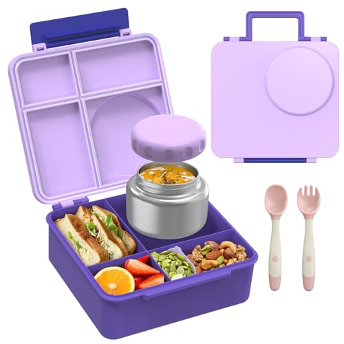 8oz Leak-Proof 4 Compartment Bento Lunch Box Set with Thermo Food Jar and Insulated Bag C6384