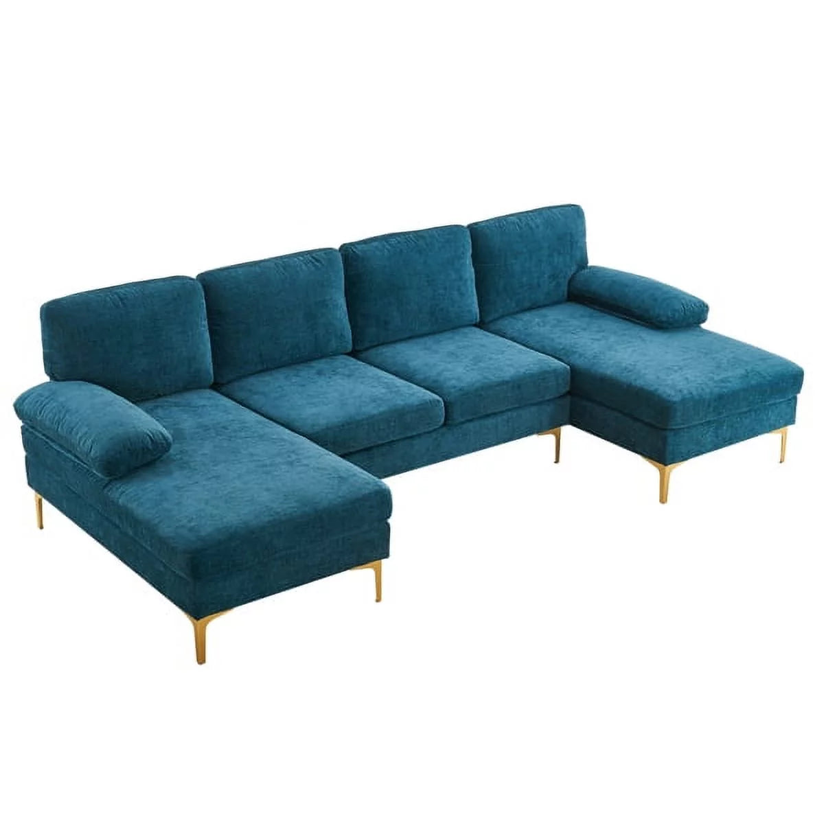 Convertible Sectional Sofa Couch U-Shaped Sleeper Sofa 4-Seat Dark Blue M294258