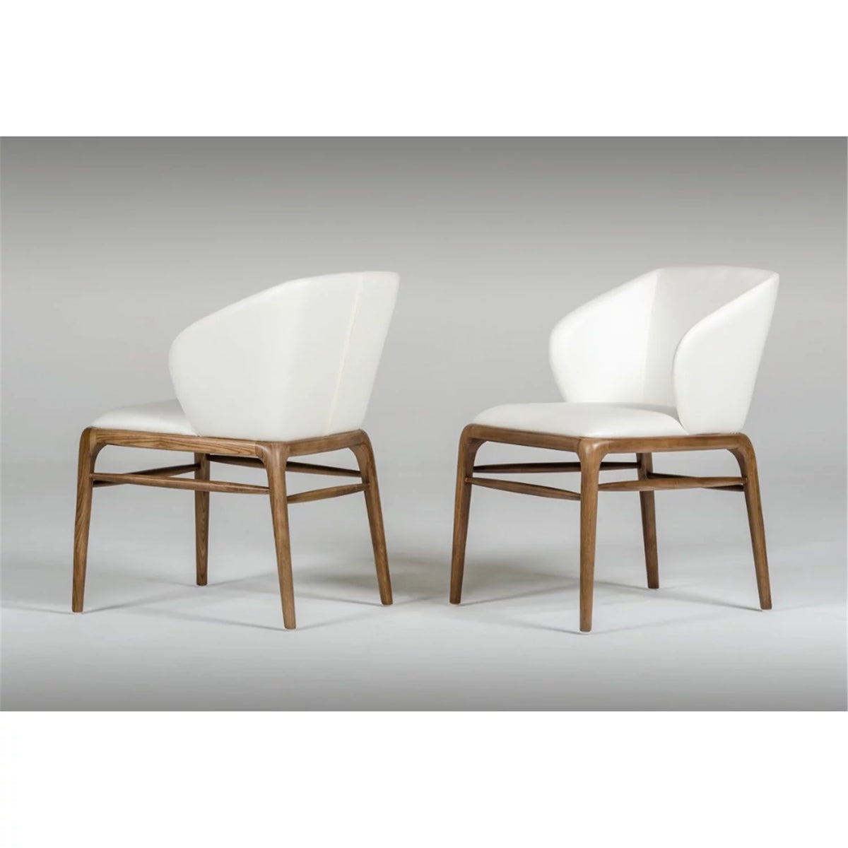 White and Brown Leatherette Upholstered Chair with Wooden Legs Z35595