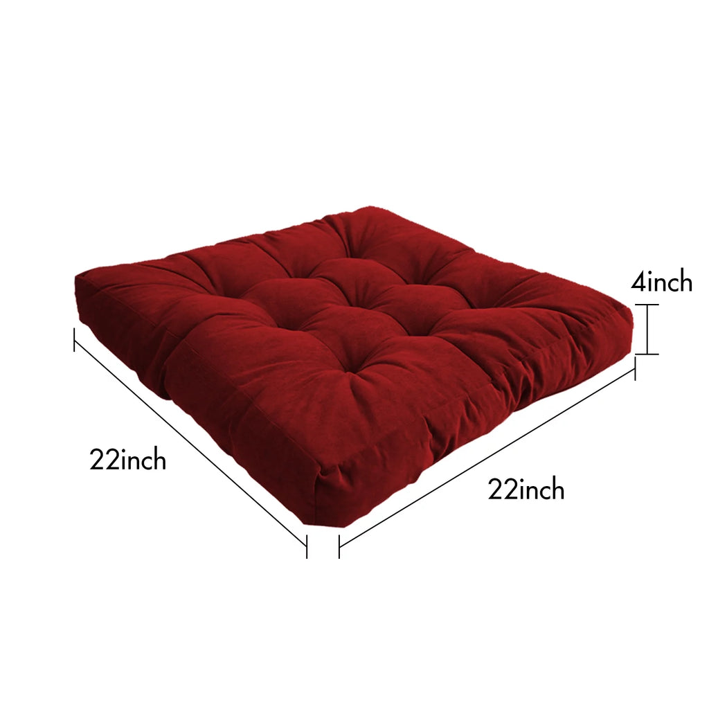 22 Inch Square Cotton Floor Pillow, 2Pcs Wine Red N675880