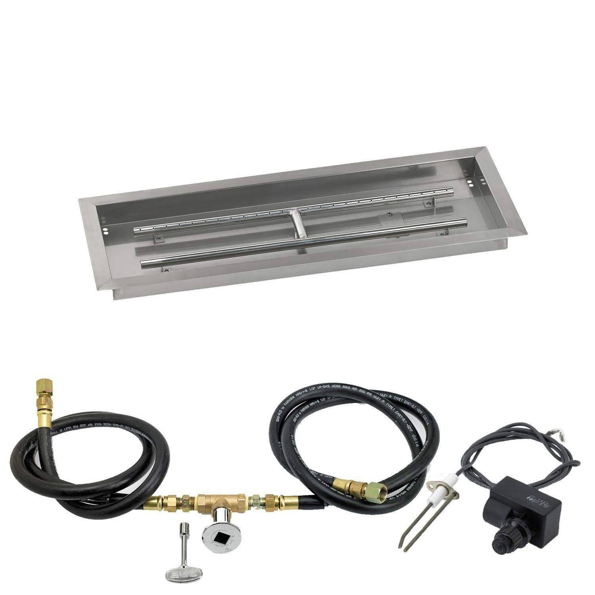 18x22 Rectangular Stainless Steel Drop in Firepit Pan with Spark Ignition Kit K8923