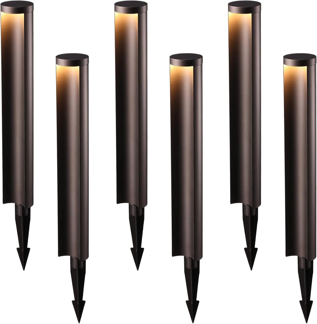 5W LED Landscape Pathway Light, 12-24V Low Voltage, IP65 Waterproof, Die-Casted Aluminum, 3000K Warm White, Pack of 6 H3497