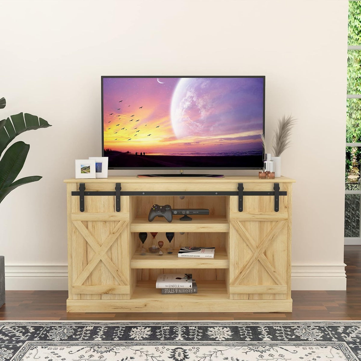 Dark Brown Wood Grain TV Stand B918