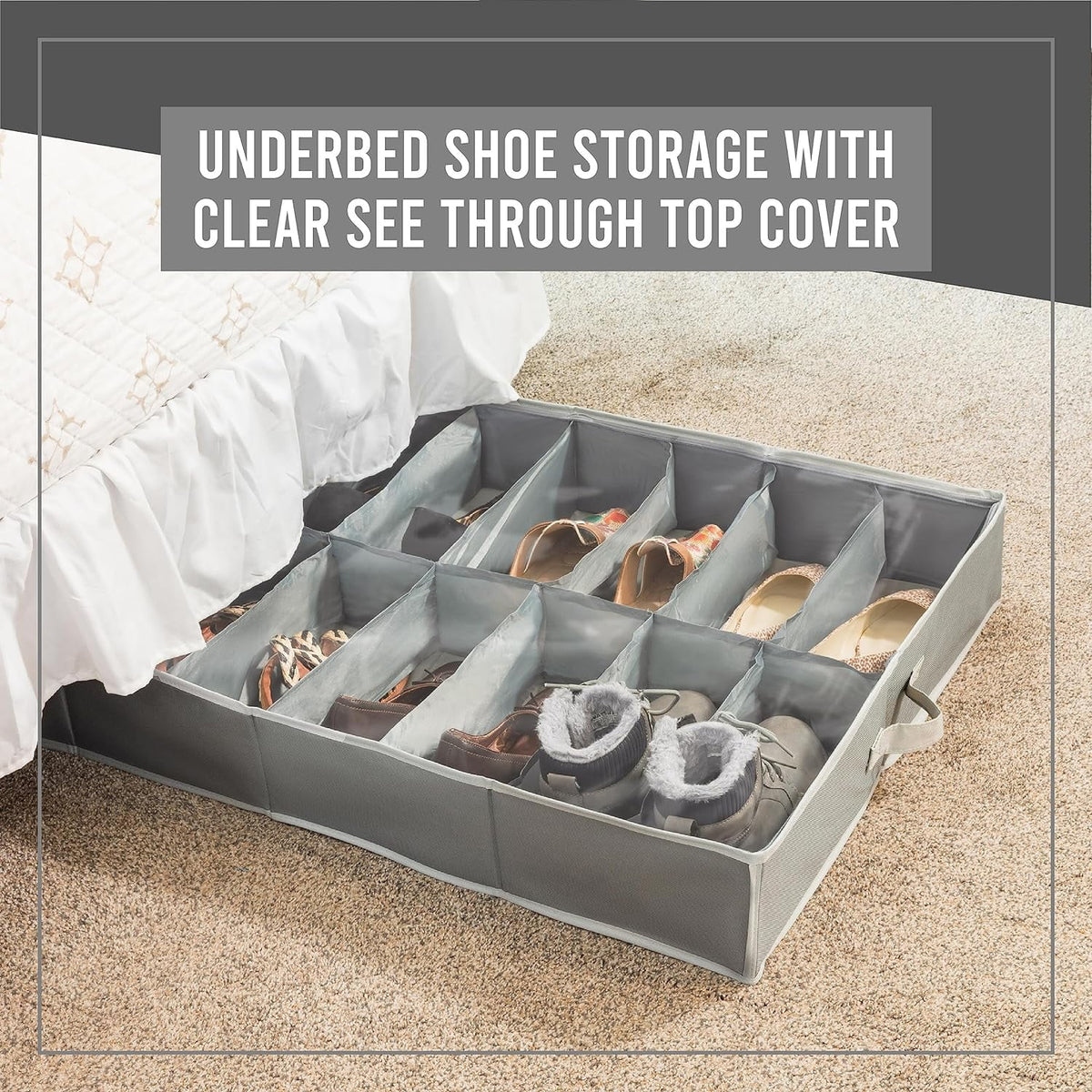 Extra Large Underbed Shoe Storage Organizer, Set of 2 Gray C212613