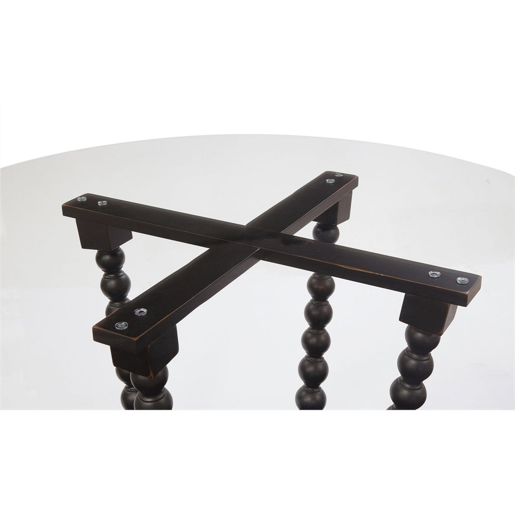 Antique Black Round Wood & Glass Dining Table J2323