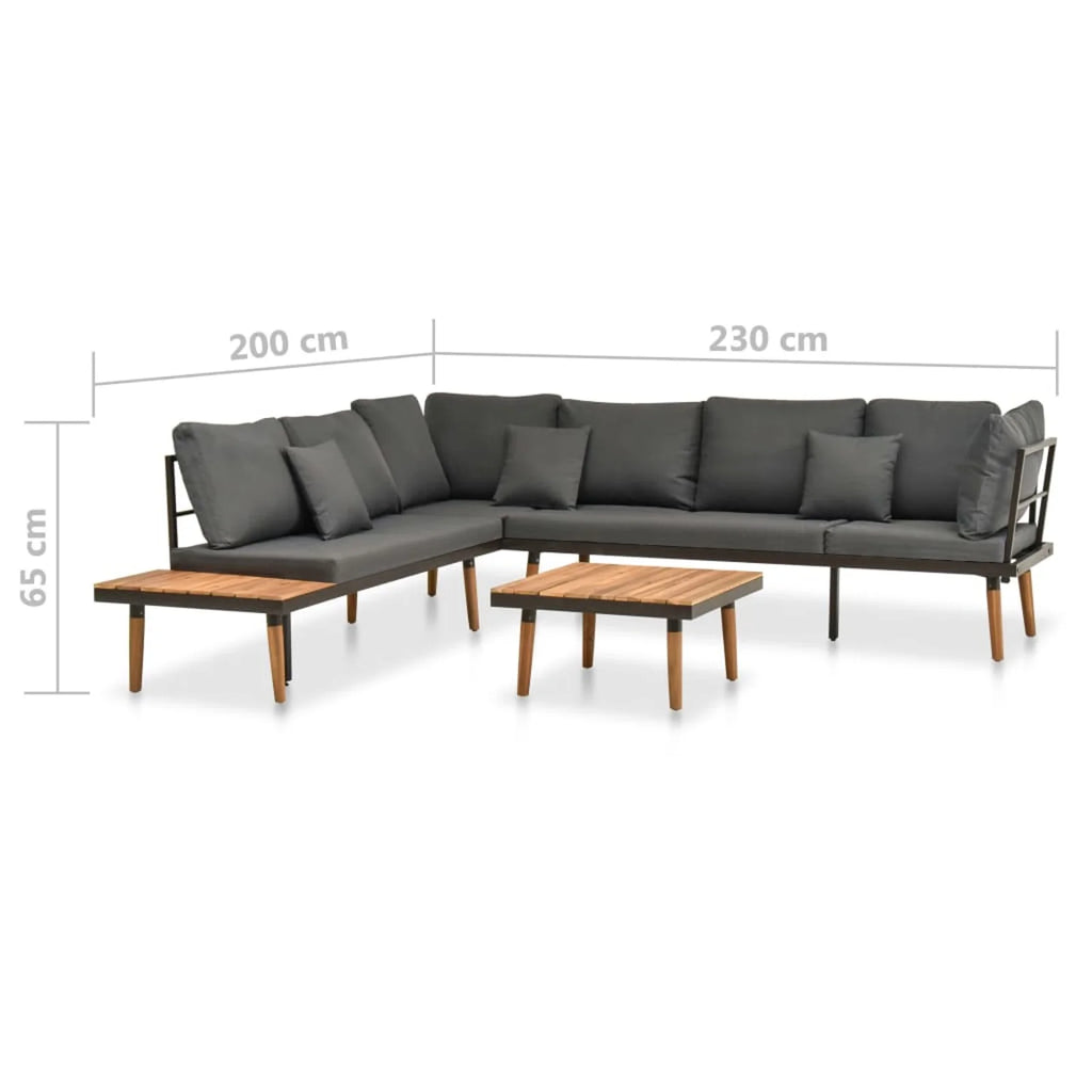 4 Piece Acacia Wood Patio Lounge Set with Cushions A3522
