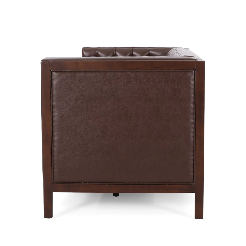 Dark Brown Faux Leather Sofa U1606