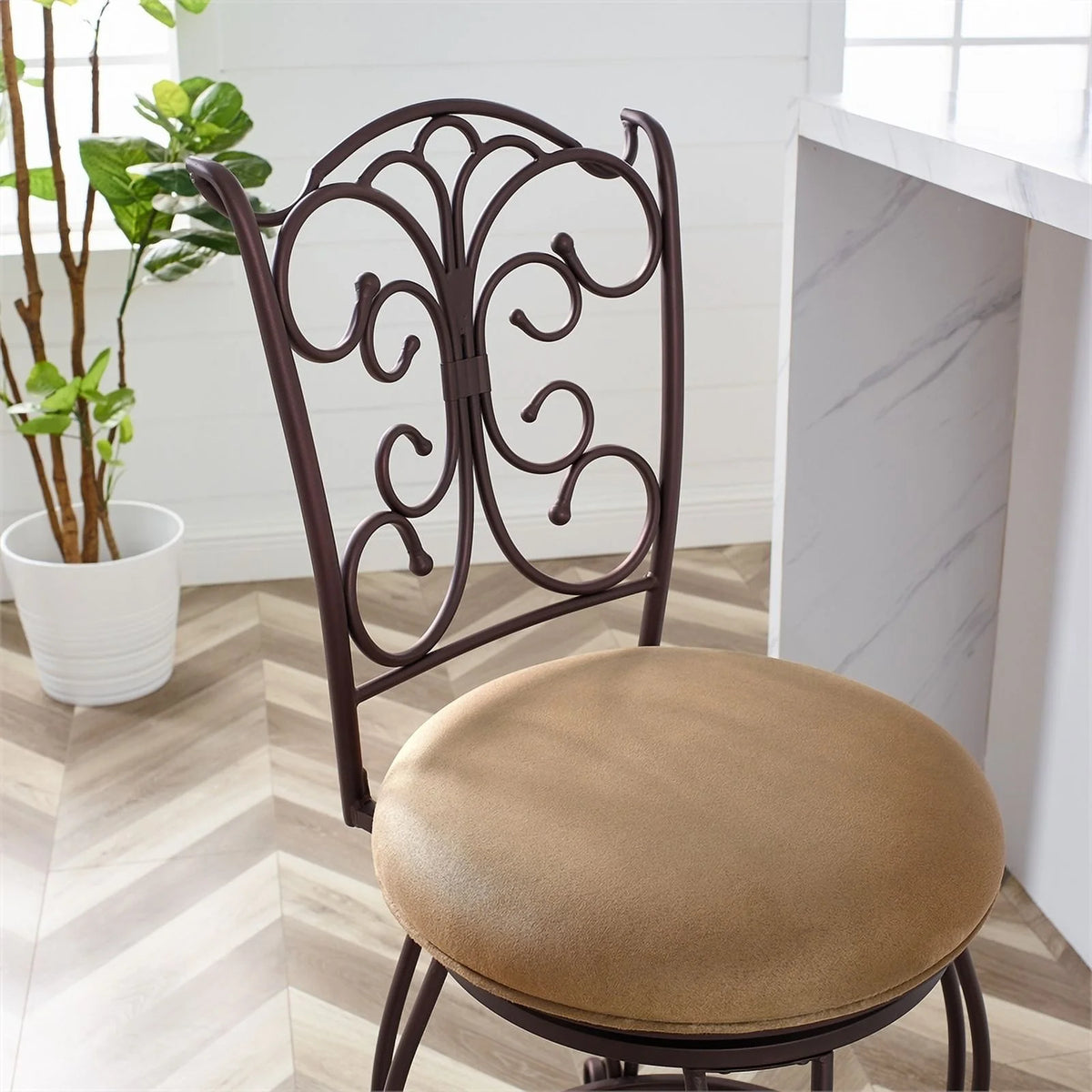 24" Metal Microfiber Counter Stool E2099