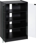 Black 5-Tier Media Stand Cabinet with Tempered Glass Doors M650092