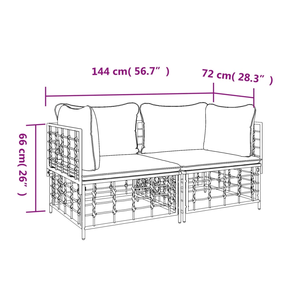 Sectional Corner Sofa with Cushions 2 pcs Poly Rattan O614