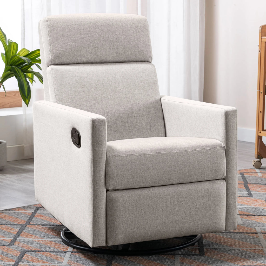 Tan Upholstered Swivel Recliner Chair X359