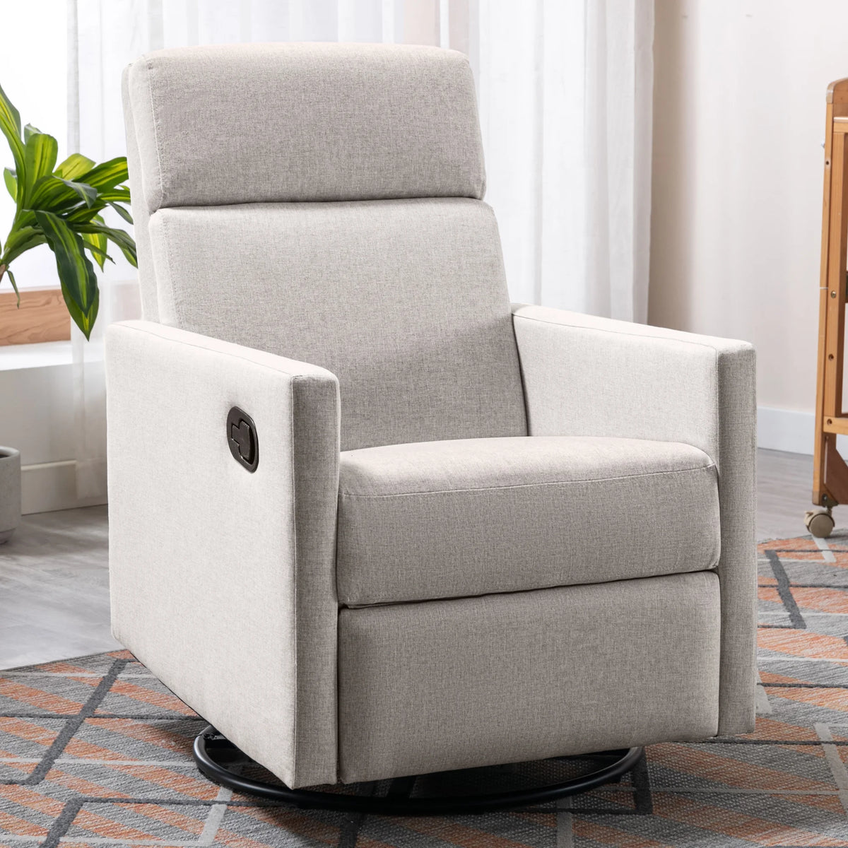 Tan Upholstered Swivel Recliner Chair X359