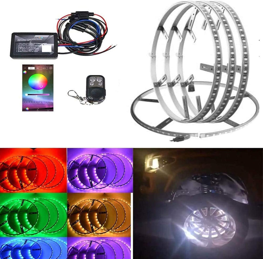 15.5 in 4 PCS 576 LEDs Double-Sided RGBW Wheel Rim Light Kit E461492