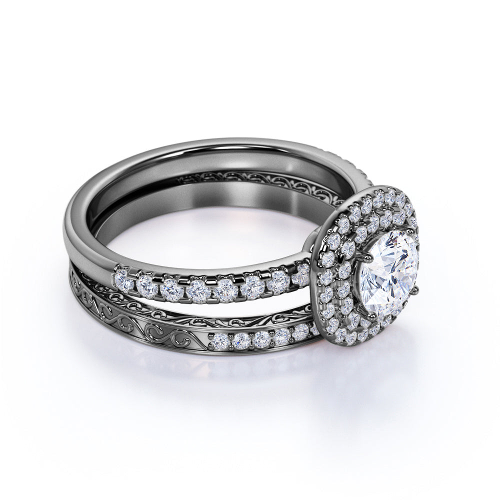 Vintage Gothic Wedding Ring Set C24020