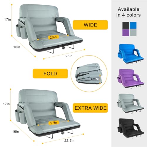 2 Pack Wide Folding Stadium Seats with Back Support and Cushion G50205