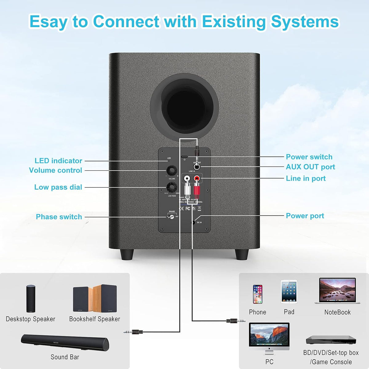 Powered Subwoofer, Black H3895