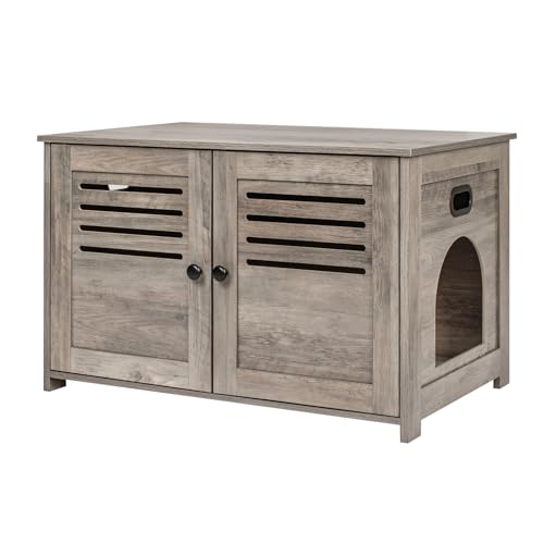 Espresso Wooden Litter Box Enclosure with Double Rooms, 47.2" G735