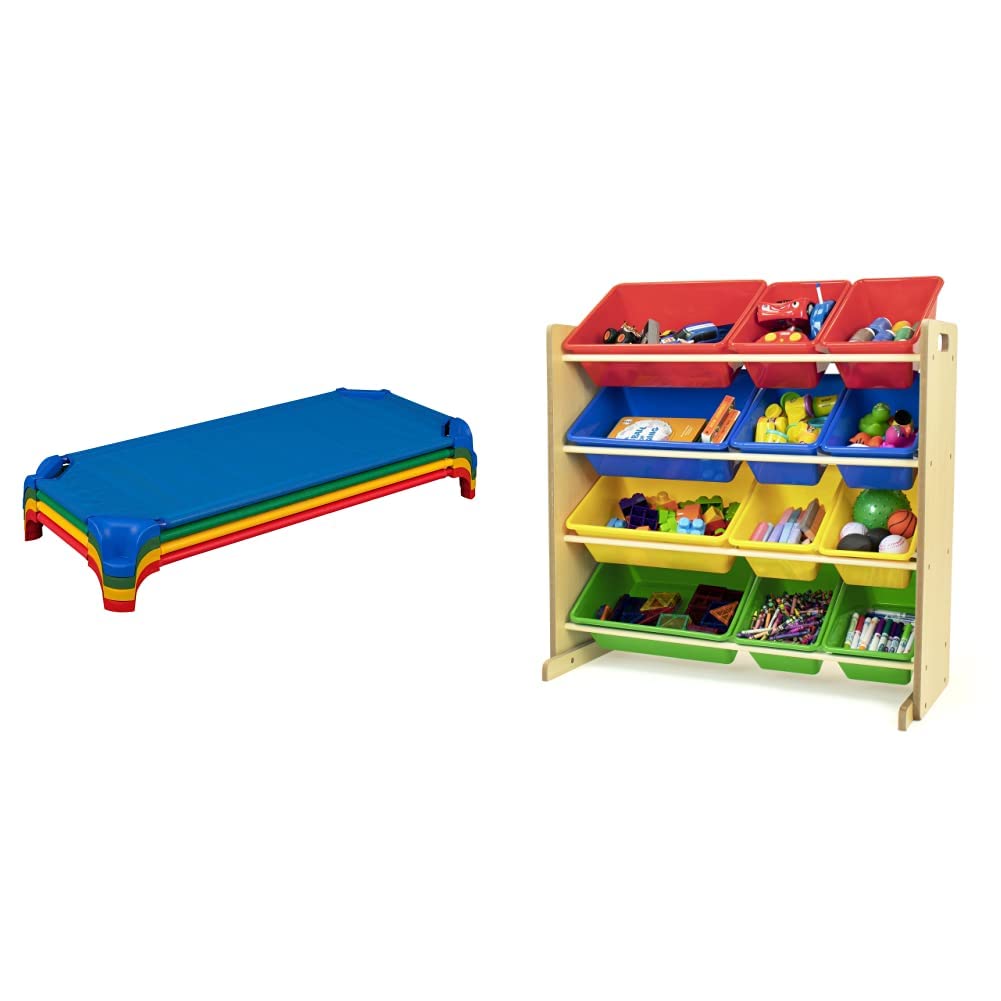 Blue Stackable Daycare Cot with Easy Lift Corners V336914