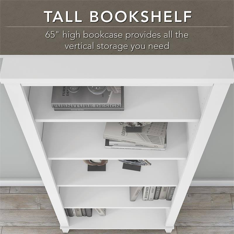 White 5 Shelf Bookcase O3803