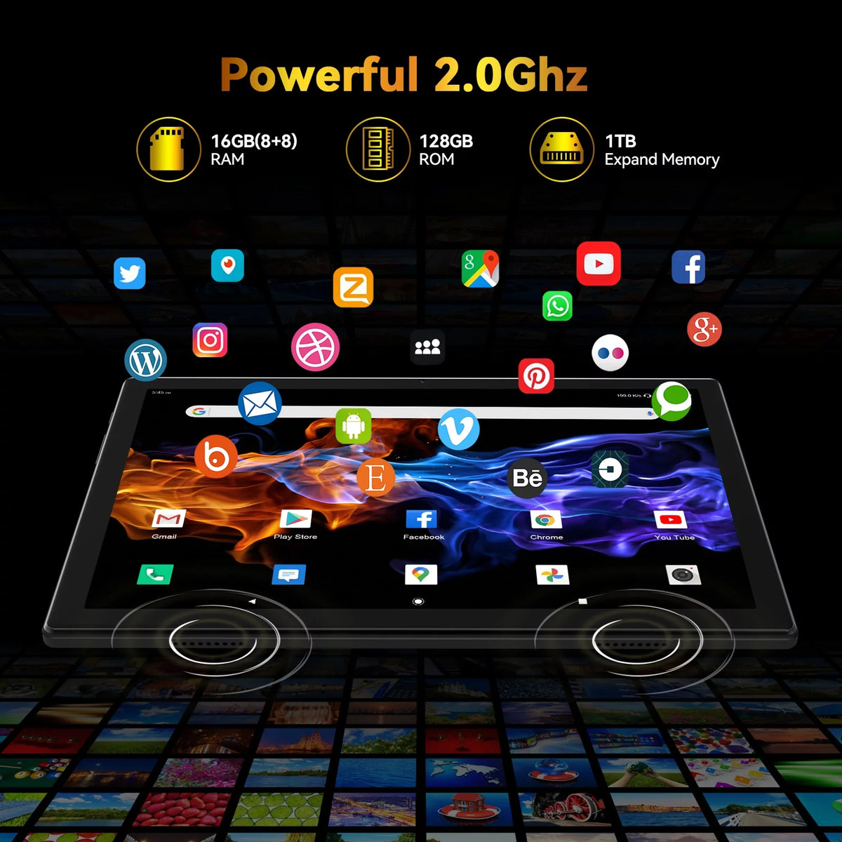 Black 10inch 128GB Android 12 Tablet with Keyboard H58840