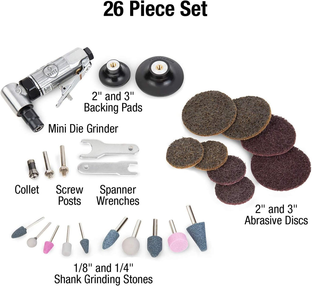 1/4 Inch Drive Mini Right Angle Air Die Grinder Kit with Storage Case A412